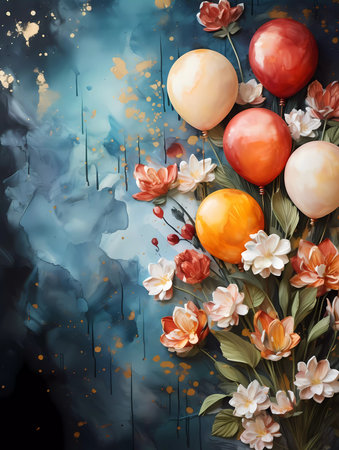 Easter poster and banner template with Easter eggs and spring flowers background and copy space for text. Greetings and presents for Easter Day.Promotion and shopping template for Easter.の素材