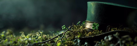 A green background with a green hat and a green boxの素材