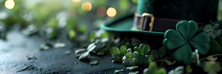 A green background with a green hat and a green boxの素材