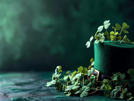 A green background with a green hat and a green boxの素材