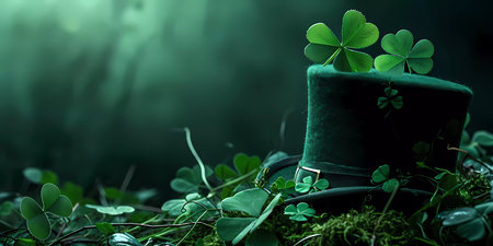 A green background with a green hat and a green boxの素材