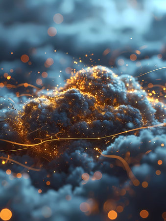 Abstract cyber digital background of clouds. Close up clouds at space.の素材