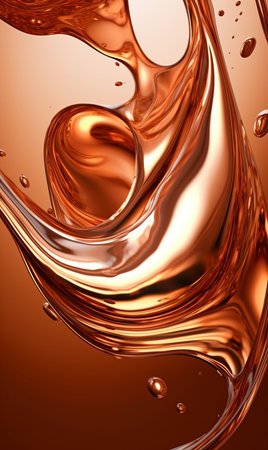 A gold swirl pattern with a shiny, reflective surface. The image has a warm, inviting moodの素材