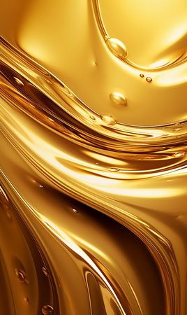 A gold and white swirl pattern with a shiny, reflective surface. The image has a warm, inviting moodの素材