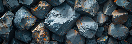 A close up of a pile of rocks. The rocks are rough and jagged, giving the image a rugged and natural feel. Scene is one of strength and resilienceの素材