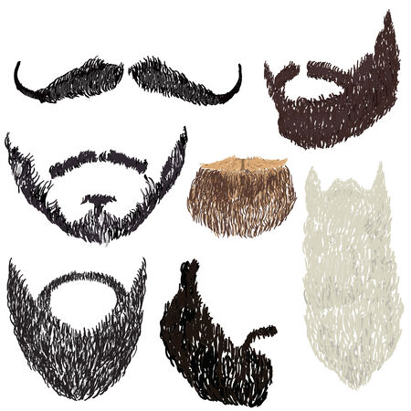 vector illustration beard with mustache in various formsのイラスト素材