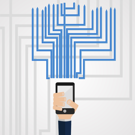 Vector illustration , phone receives and transmits dataのイラスト素材