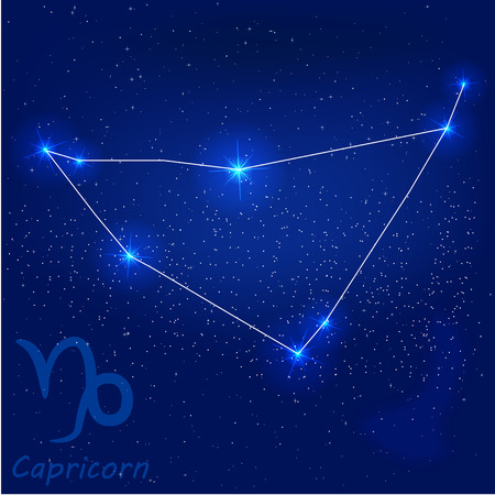 vector illustration of constellationÂ capricorn on a blue backgroundのイラスト素材