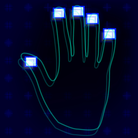 vector illustration of a fingerprint handsのイラスト素材