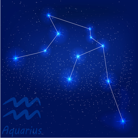 vector illustration of constellation?aquarius on a blue backgroundのイラスト素材