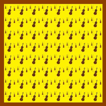 vector illustration of violins on a yellow backgroundのイラスト素材