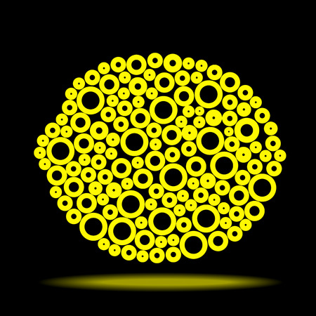 vector illustration of lemon on black background made ââof circlesのイラスト素材