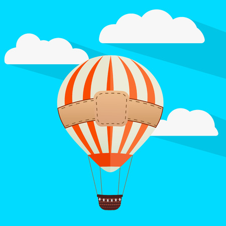 vector illustration of a beautiful balloon against the sky with cloudsのイラスト素材