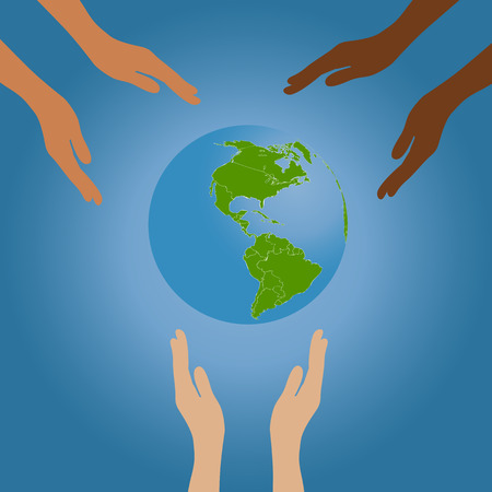 vector illustration hands  protecting the earthのイラスト素材