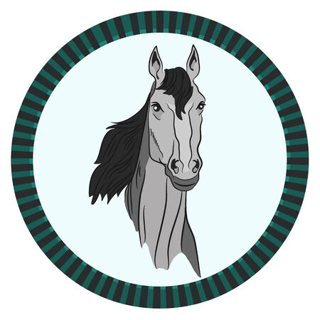 icon head gray horseのイラスト素材