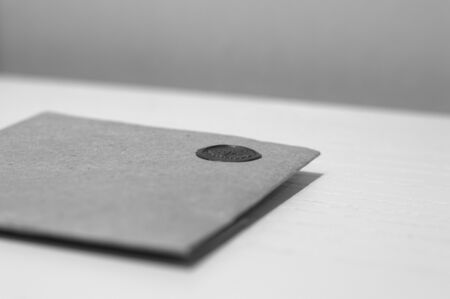 Christmas envelope with letter and stampの写真素材