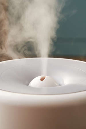 A stream of water vapor escapes from the home humidifier. House climateの写真素材