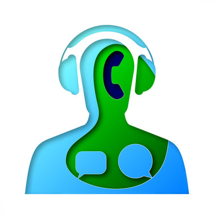 Vector contact in paper art styleのイラスト素材