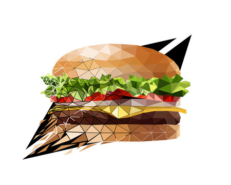 Vector burger in low poly styleのイラスト素材