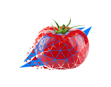 Vector tomato in low poly styleのイラスト素材