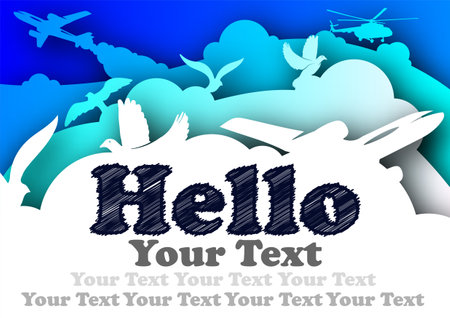 Vector hello in paper art styleのイラスト素材