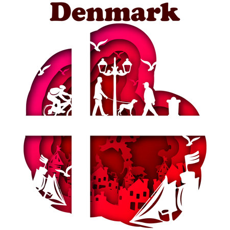Vector Denmark in paper art styleのイラスト素材