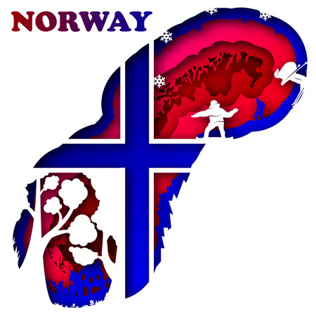 Vector Norway in paper art styleのイラスト素材