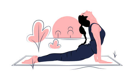 Vector yoga in shadow of sharp lines styleのイラスト素材