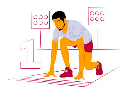 Vector runner in shadow of sharp lines style