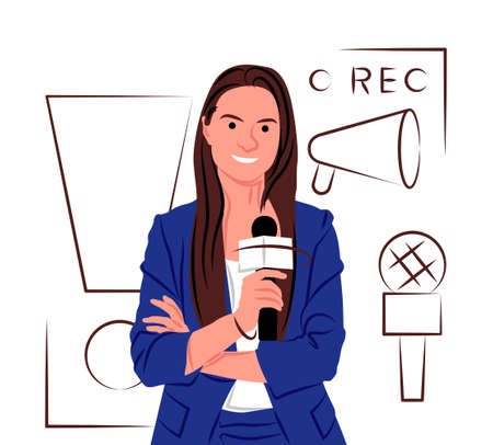 Vector journalist in shadow of sharp lines styleのイラスト素材