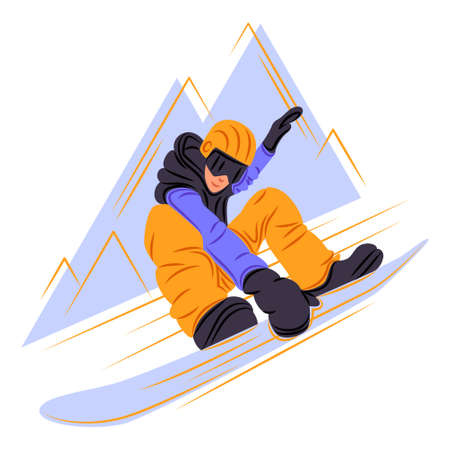 Vector snowboarder in shadow of sharp lines styleのイラスト素材