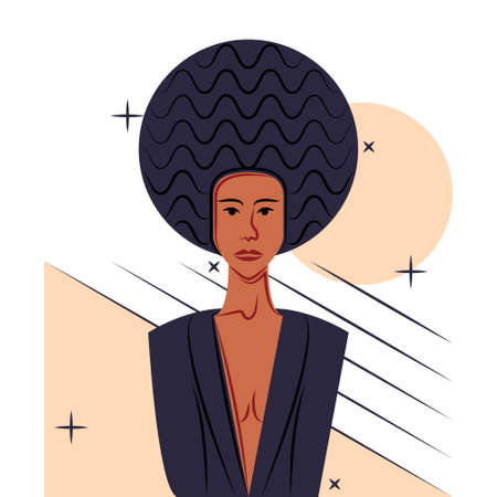 Vector lady in shadow of sharp lines styleのイラスト素材