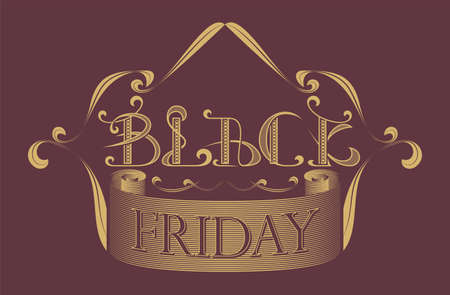 Vector black friday text in monogram styleのイラスト素材