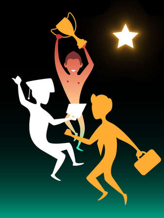 Career growth. Vector composition in gradient styleのイラスト素材