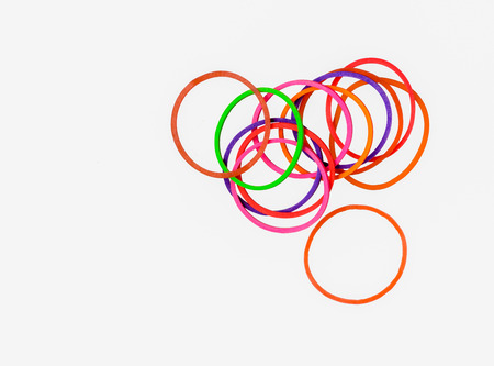 Elastic bands on a white backgroundの写真素材