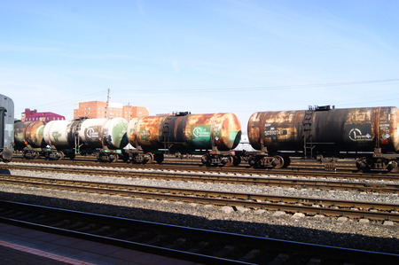 Freight railroad tank carsのeditorial素材