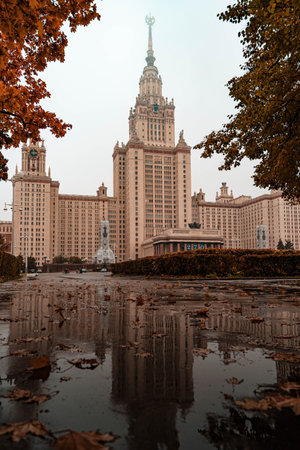 Moscow State University in Moscow, Moscow, opening hours, details, autumnの写真素材