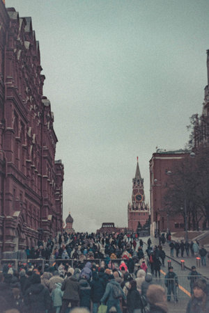 Moscow Kremlin and Red Square in Vintage Styleの写真素材
