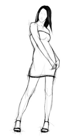 The hand-drawn sketch of a girlの写真素材