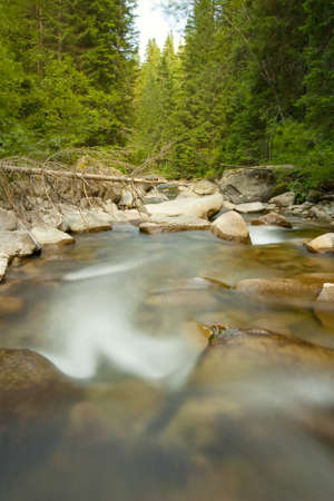 Landscape mountain river with stones in the mountainsの写真素材