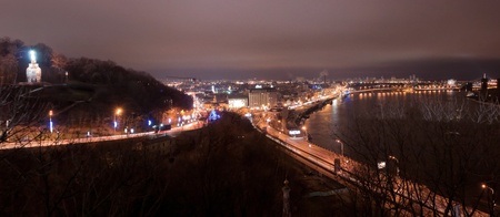 City night landscape of Kiev, Ukraine