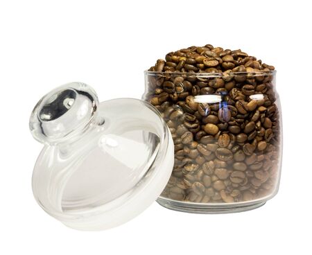 Coffee in a glass jar on a white backgroundの写真素材