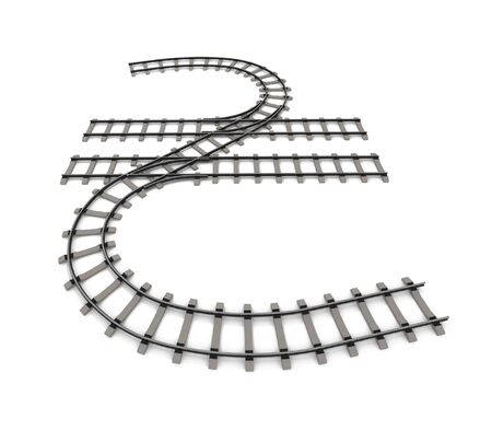Currency unit in the form of railway rails on a white backgroundの写真素材