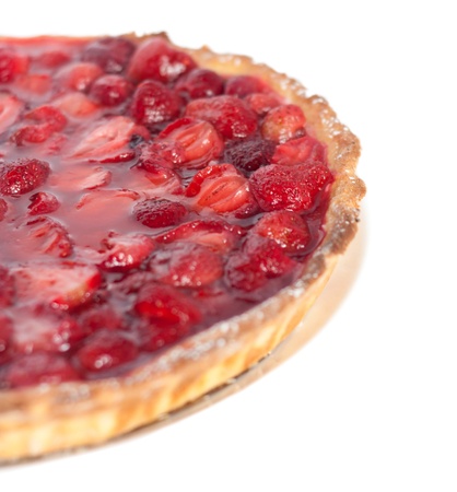 Part of the strawberry pie on a white backgroundの写真素材