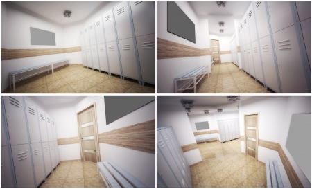 3d interior design of a modern locker roomの写真素材