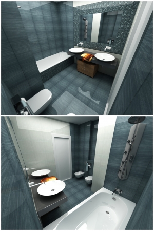 3d interior design of the bathroomの写真素材