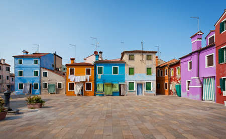 Colorful houses on the Island Burano, Italyの写真素材