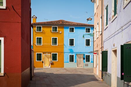 Colorful houses on the Island Burano, Italyの写真素材