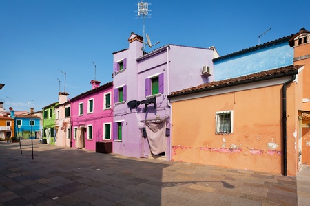 Colorful houses on the Island Burano, Italyの写真素材