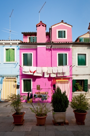Colorful houses on the Island Burano, Italyの写真素材